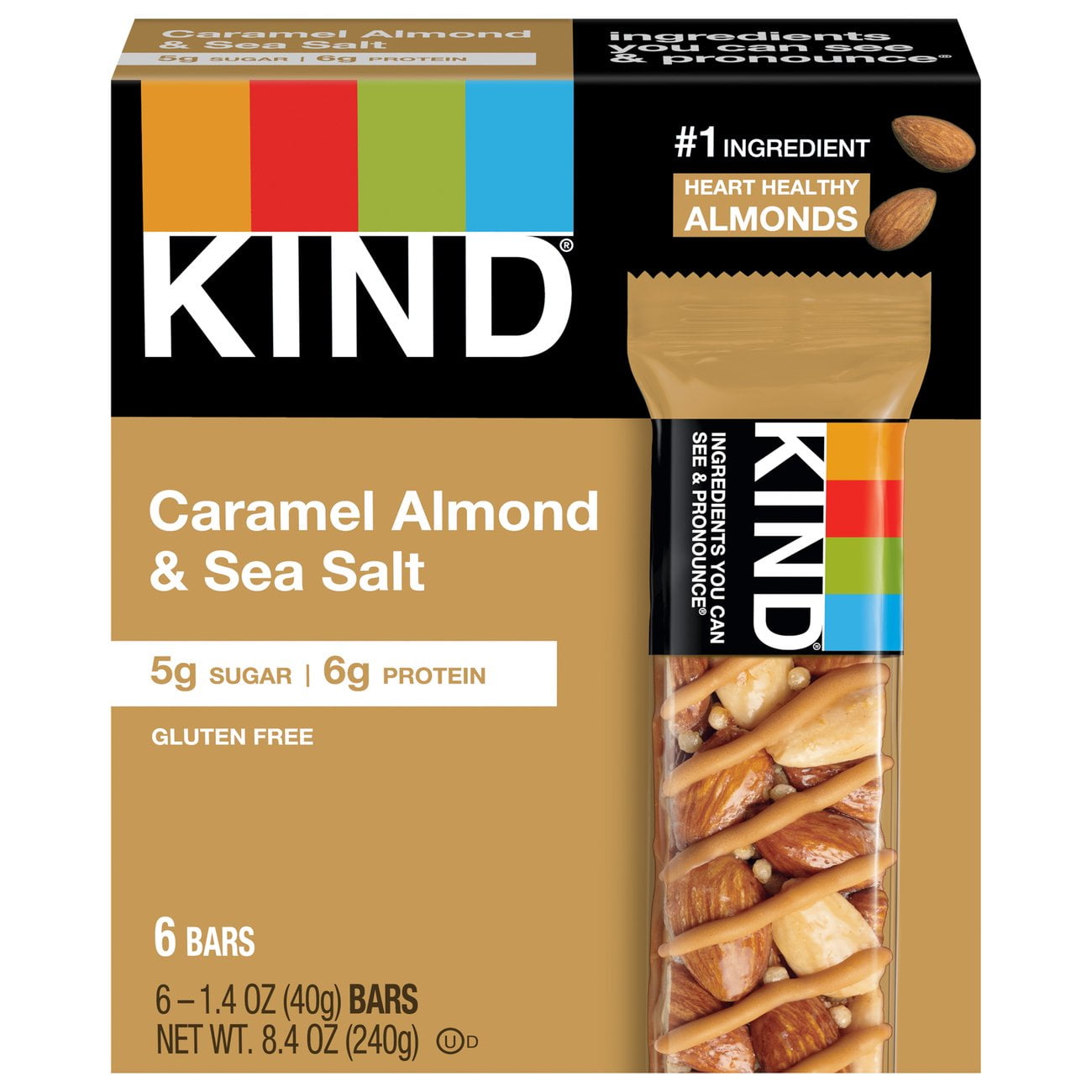 Kind Caramel Almond & Sea Salt Bars - 6 ct- Pack of 2
