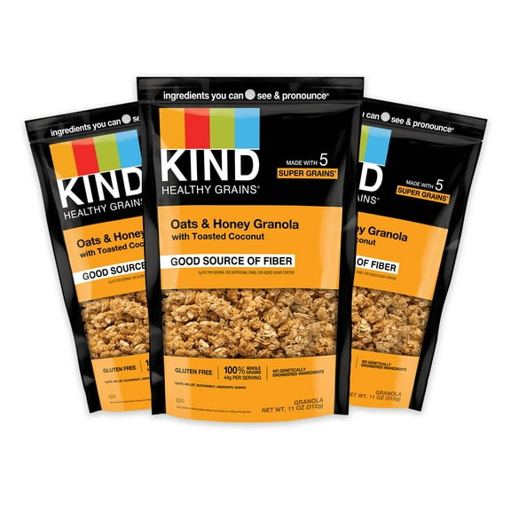 Pack of 2 - Kind Healthy Grains Clusters, Oats & Honey, Healthy Snacks, Gluten Free, 10G Protein, 3 Count