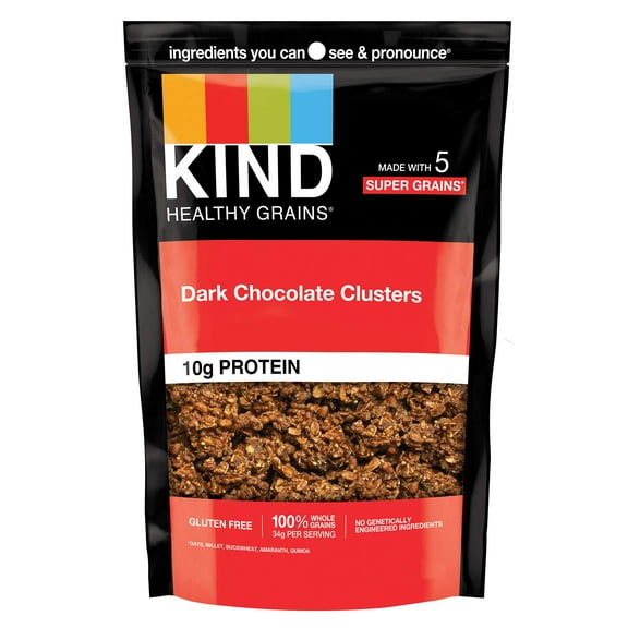 Pack of 2 - Kind Healthy Grains Granola, Healthy Snack, Dark Chocolate Granola Clusters, 10G Protein, Snack Mix 11 Oz, 1 Count Packaging May Vary