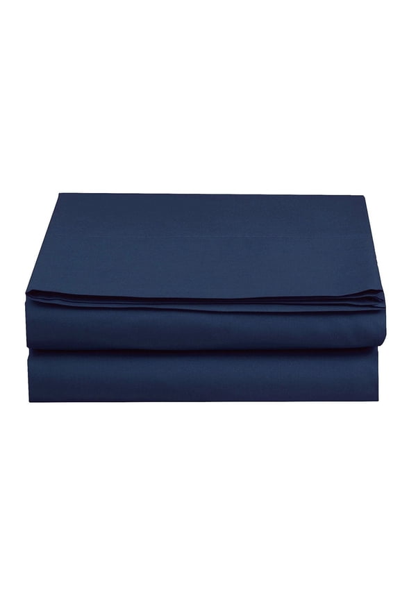 Pack of 2 King Flat Sheet Soft Brushed Microfiber Fabric - Shrinkage & Fade Resistant Top Sheets - Easy Care , Navy Blue