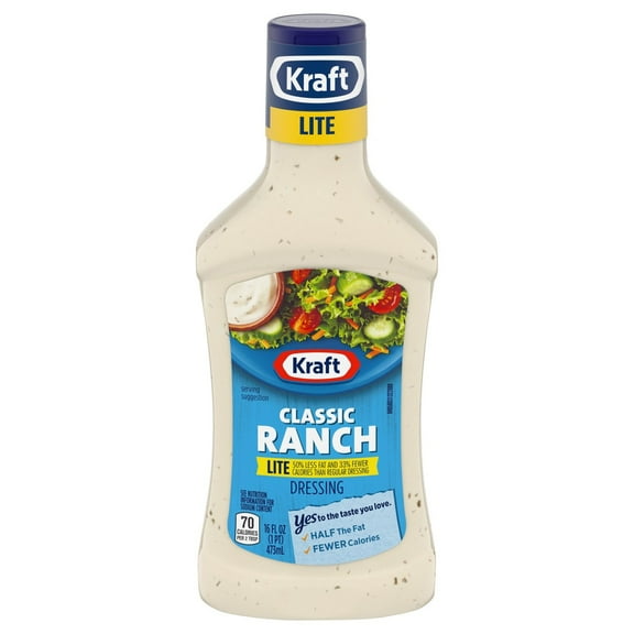 Pack of 2 Kraft Lite Classic Ranch Dressing, 16 oz (Package May Vary)