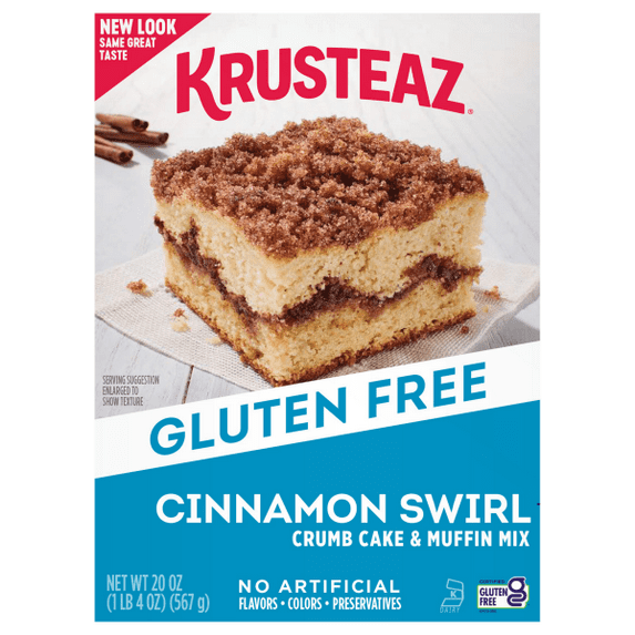 Pack of 2 Krusteaz Gluten Free Cinnamon Swirl Crumb Cake & Muffin Mix, 20 oz. Box