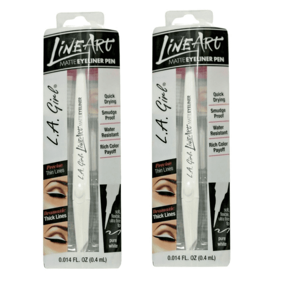 Pack of 2 L.A. Girl Line Art Matte Eyeliner Pen, Pure White GLE715