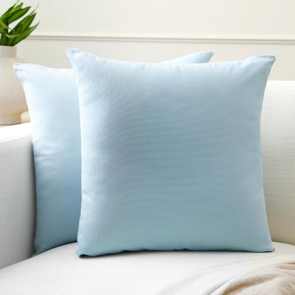 Pack of 2 Lake Blue 16x16 Sofa Pillow Covers with Hidden Zipper