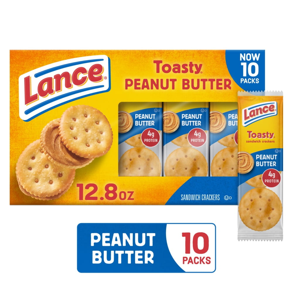 Pack of 2 Lance Sandwich Crackers Toasty Peanut Butter 10 Individually Wrapped Packs, 10 ct, 1.29 oz (packaging may vary)