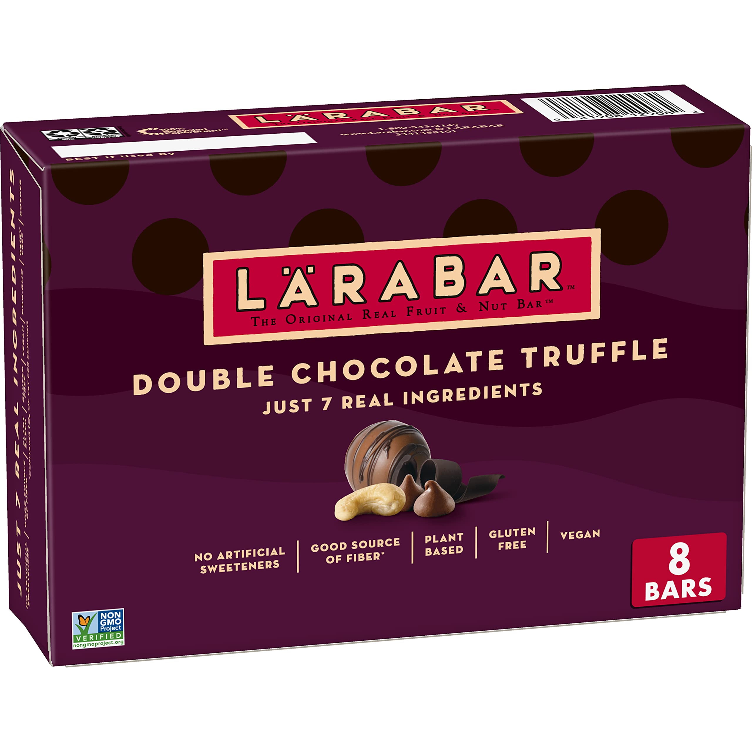 Pack of 2 - Larabar Double Chocolate Truffle, Gluten Free Vegan Fruit & Nut Bars, 8 Ct