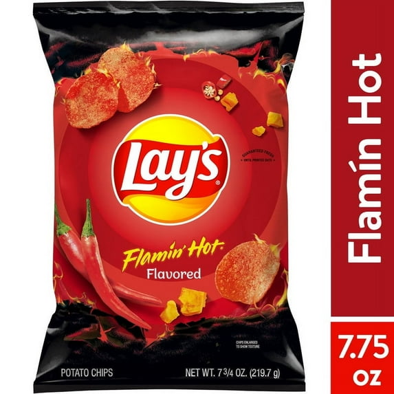 Pack of 2 Lay's Potato Chips, Flamin' Hot Flavor, 7.75 oz Bag