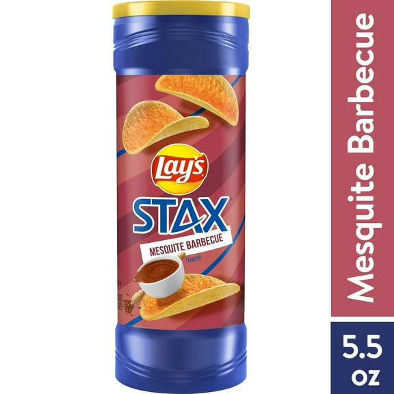 Pack of 2 Lay's Stax Mesquite Barbecue Potato Chips, 5.5 oz Canister