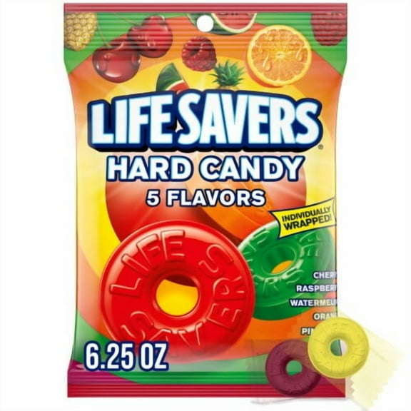 Life Savers 5 Flavors Hard Candy Individually Wrapped Bag 6.25 oz - Pack of 2