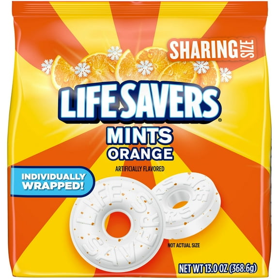 Pack of 2 Life Savers Orange Breath Mint Hard Candy, Sharing Size - 13 oz Bag
