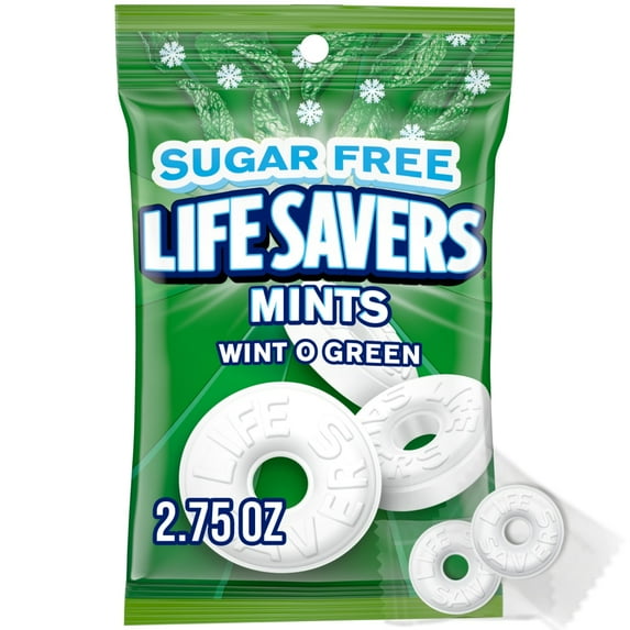 Pack of 2 Life Savers Wint-O-Green Sugar Free Breath Mints Hard Candy Bag, 2.75 oz (packaging may vary)