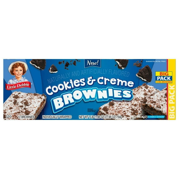 Pack of 2 - Little Debbie Cookies & Creme Brownies - Big Pack 12 ct