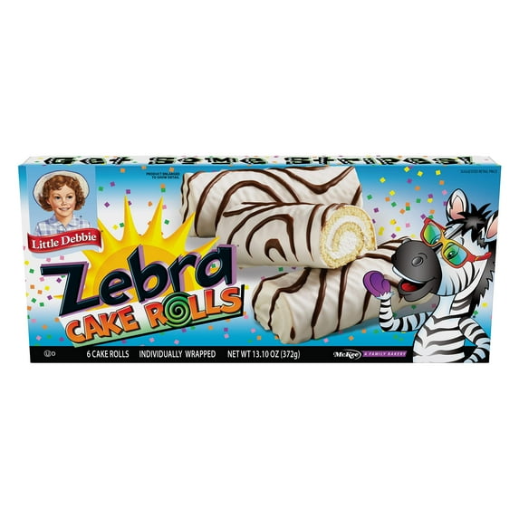 Little Debbie Zebra Cake Rolls, Individually Wrapped Cake Rolls, 13.1 Oz, 6 Ct Packaging May Vary - Pack of 2