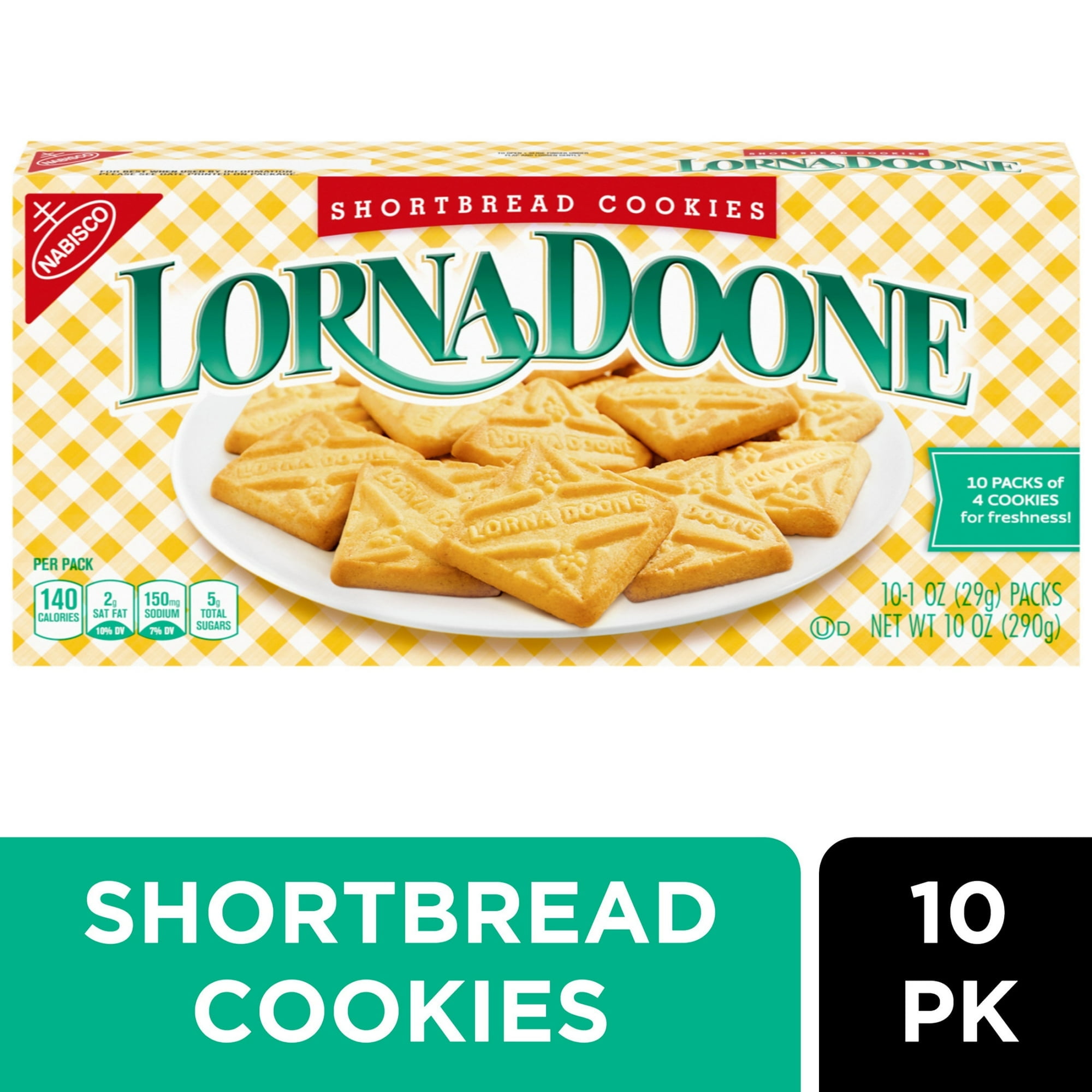 Pack of 2 Lorna Doone Shortbread Cookies, 10 Snack Packs (4 Cookies Per Pack)