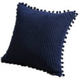 thumbnail image 1 of Pack of 2 Lumbar Decorative Throw Pillow Covers with Pom-poms, Soft Corduroy Solid Rectangle Cushion Cases Set for Couch Sofa Bedroom Car Living Room, 1 of 8