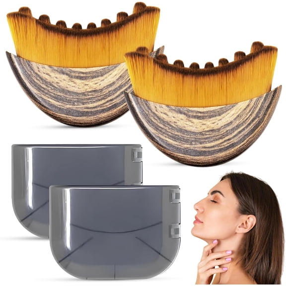 Pack of 2 Lymphatic Contour Face Brush for Sculpting – Anti-Puffiness, Detox & Lift, Improves Skin Glow & Absorption