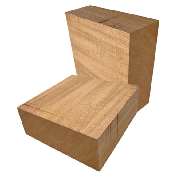 Pack of 2 Mahogany Wood Bowl Blanks 4" x 4" x 2" | Hardwood Turning Blocks for Lathe, Woodworking, and DIY Projects | Sustainable Exotic Wood by