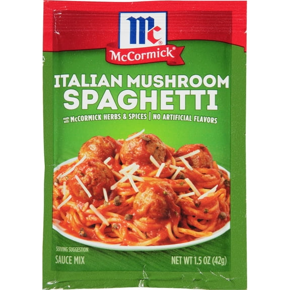 Pack of 2 McCormick Italian Mushroom Spaghetti Sauce, 1.5 oz Mixed Spices & Seasonings