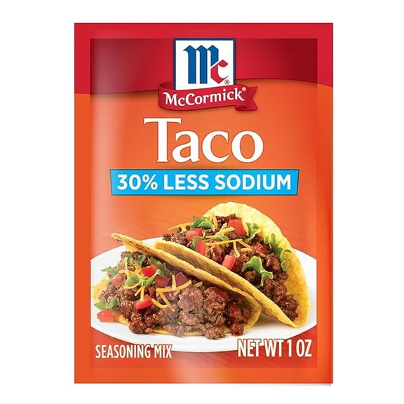 Pack of 2 McCormick Taco Seasoning Mix, 30% Less Sodium, No MSG Added, No Artificial Flavors, For Tacos, Nachos, Fajitas and More, 1 oz