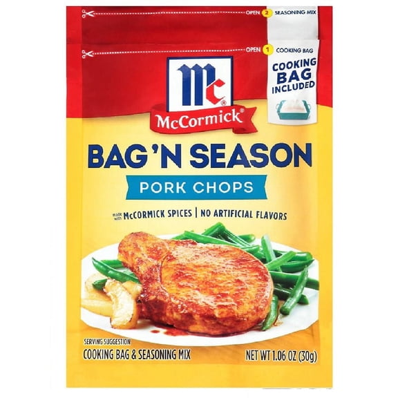 Pack of 2 - Mccormick Bag N Season Pork Chops Cooking Bag & Seasoning Mix, 1.06 Oz