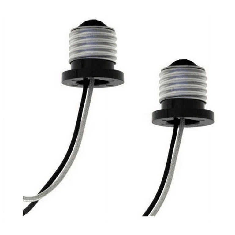 Pack of 2 Medium Edison E26 Base Male Screw In Light Bulb Socket Pigtail Ceiling LED Retrofit Power Adapter
