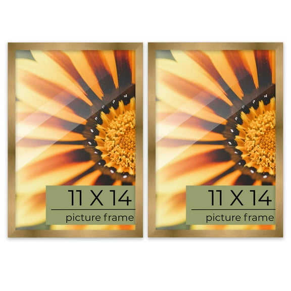 Pack of 2 Metallic Bronze 11x14 Picture Frames | Solid Wood | UV-Resistant Acrylic | Easy Gallery