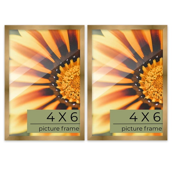 Pack of 2 Metallic Bronze 4x6 Picture Frames | Solid Wood | UV-Resistant Acrylic | Easy Gallery
