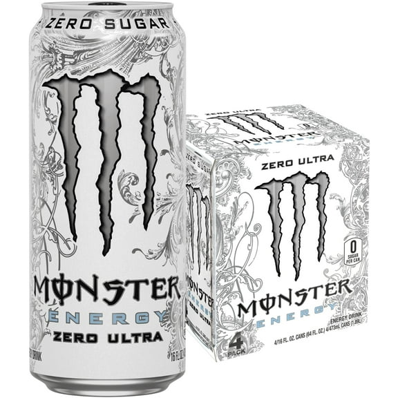 Pack of 2 Monster Zero Sugar Zero Ultra Energy Drink Multipack Cans, 4 ct, 16 fl oz (Package May Vary)