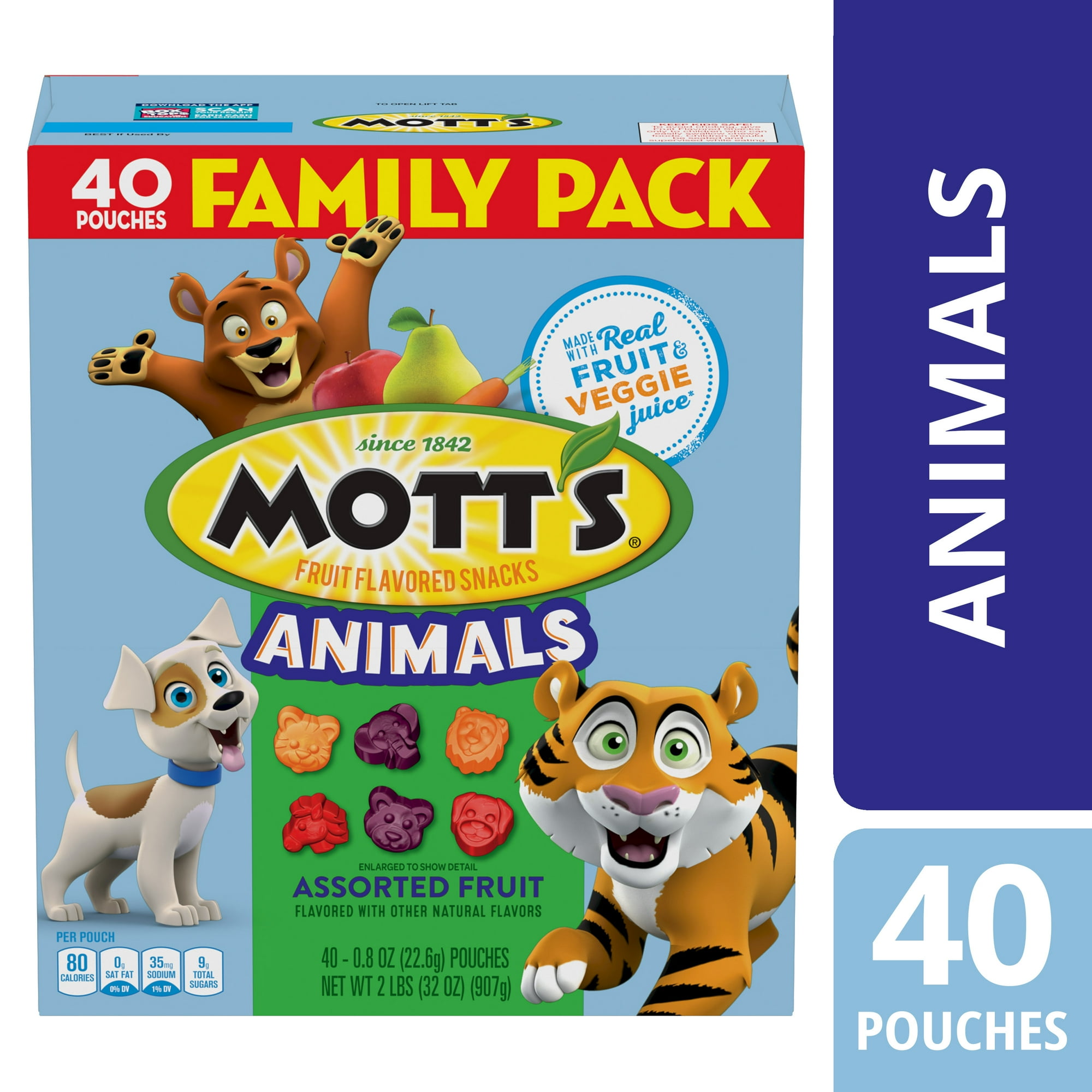 Pack of 2 Mott's Fruit Flavored Snacks, Animals Assorted Fruit, Gluten