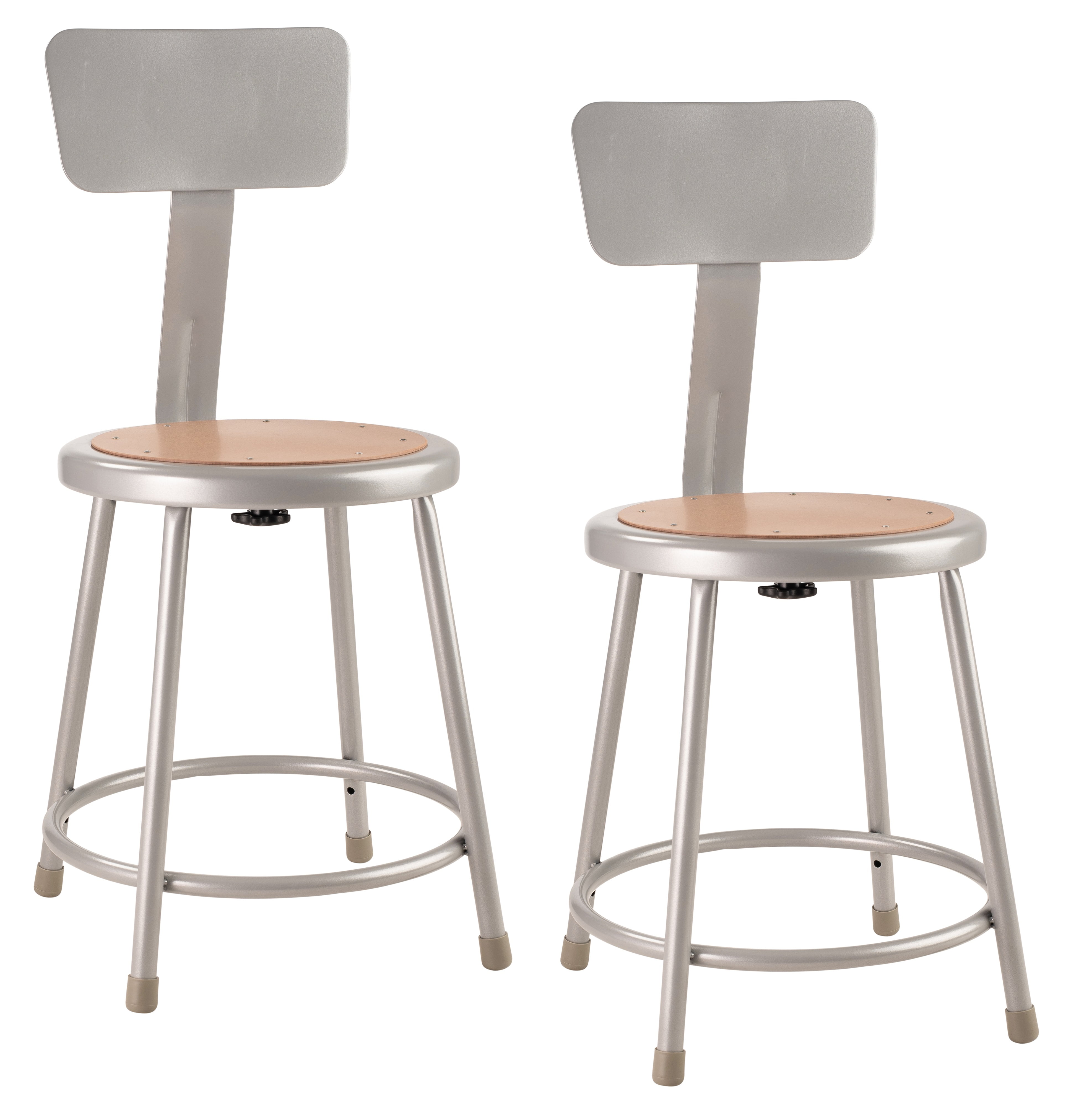 (Pack of 2) NPS 18" Heavy Duty Steel Stool With Backrest, Grey