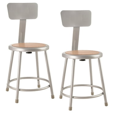 (Pack of 2) NPS 18" Heavy Duty Steel Stool With Backrest, Grey