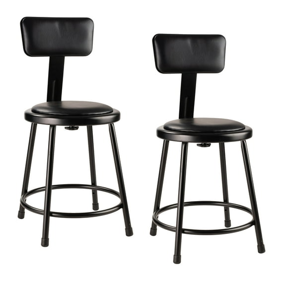 (Pack of 2) NPS® 18" Heavy Duty Vinyl Padded Steel Stool With Backrest, Black