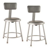 (Pack of 2) NPS® 18" Heavy Duty Vinyl Padded Steel Stool With Backrest, Grey