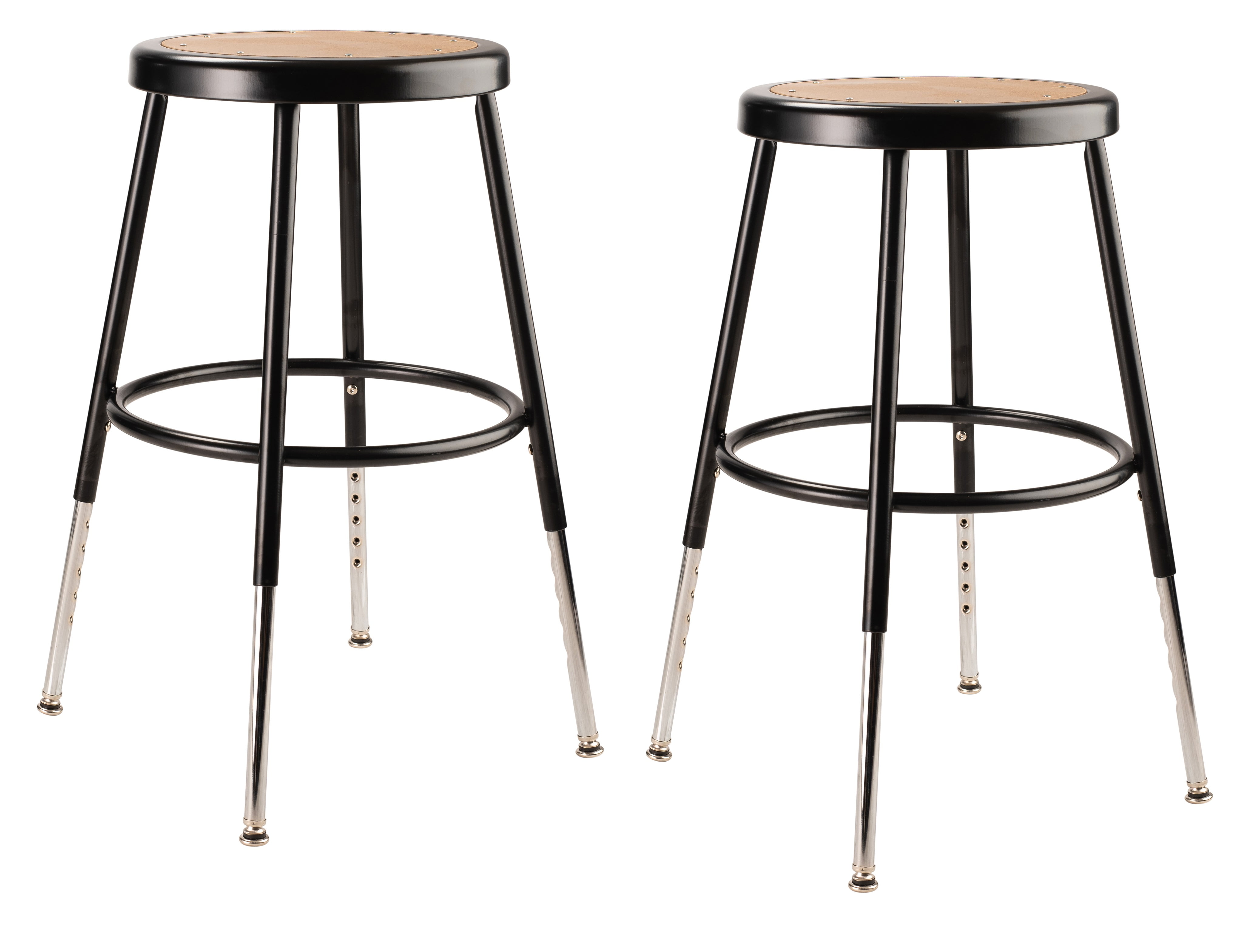 Adjustable Black and Brown Metal Saddle Stools with Footring