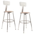 thumbnail image 1 of (Pack of 2) NPS 19 -27" Height Adjustable Heavy Duty Steel Stool With Backrest, Grey, 1 of 3