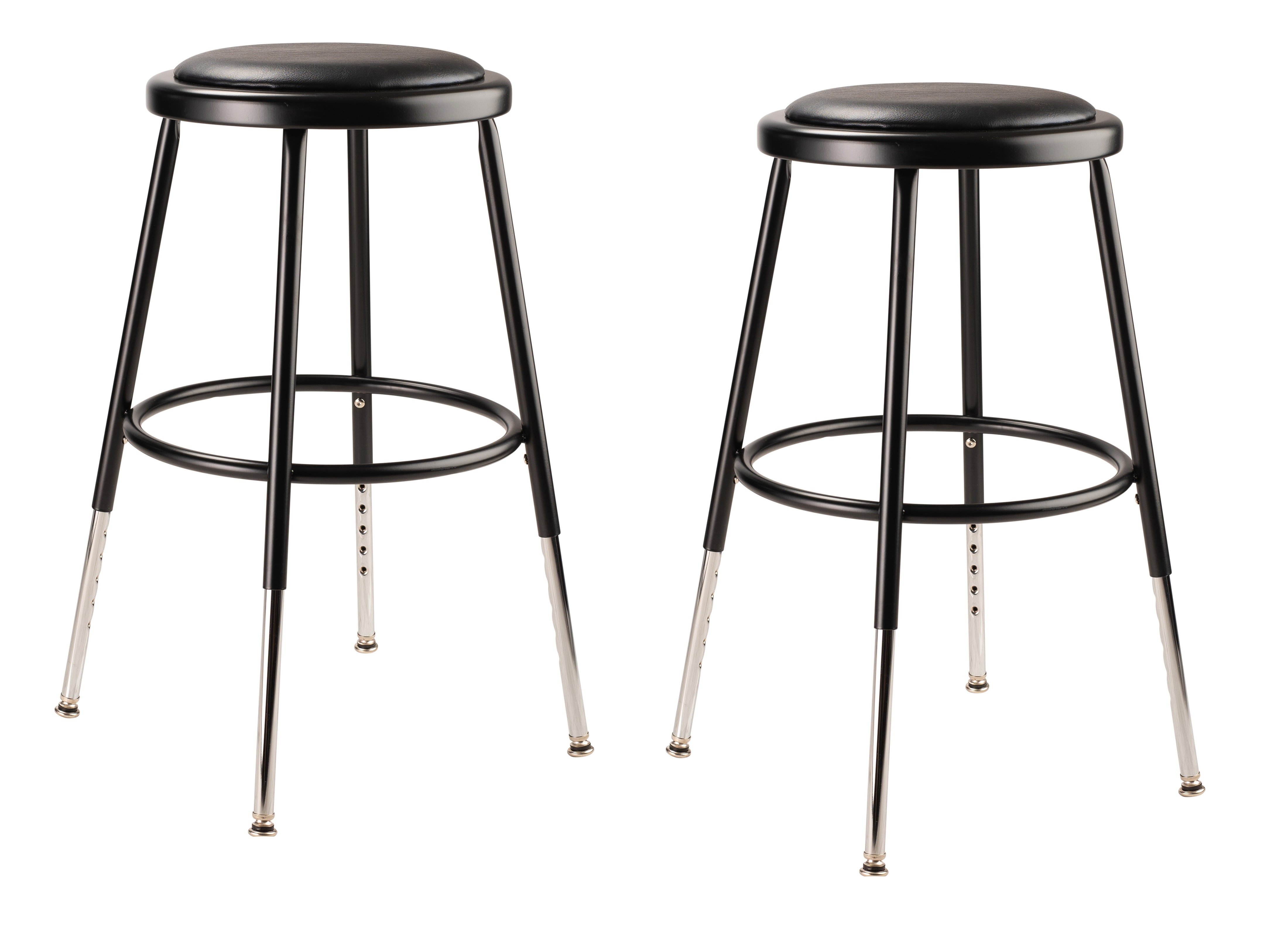 (Pack of 2) NPS® 19 -27" Height Adjustable Heavy Duty Vinyl Padded Steel Stool, Black