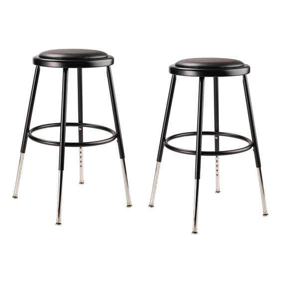 (Pack of 2) NPS® 19 -27" Height Adjustable Heavy Duty Vinyl Padded Steel Stool, Black