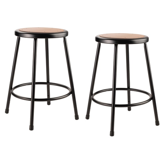 (Pack of 2) NPS 24" Heavy Duty Steel Stool, Black