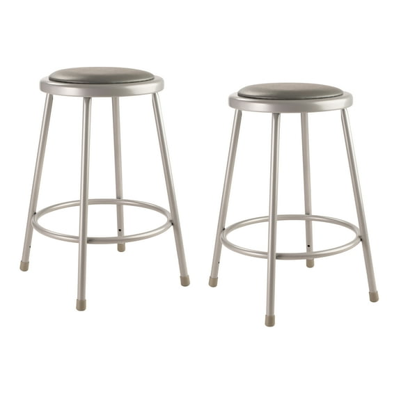 (Pack of 2) NPS® 24" Heavy Duty Vinyl Padded Steel Stool, Grey