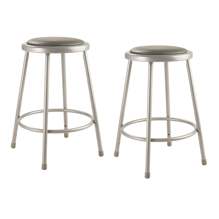 Pack of 2 NPS 24 Heavy Duty Vinyl Padded Steel Stool Grey Walmart