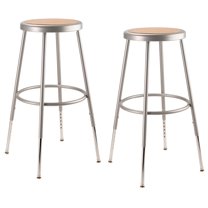 (Pack of 2) NPS 25 -33" Height Adjustable Heavy Duty Steel Stool, Grey