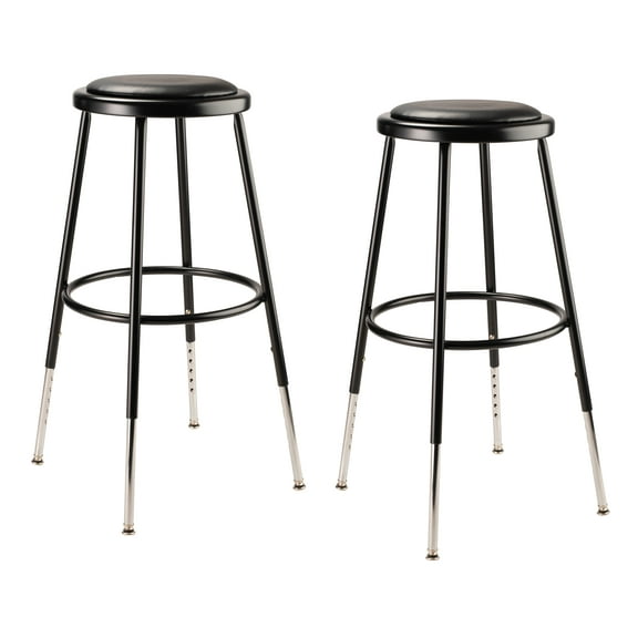 (Pack of 2) NPS 25 -33" Height Adjustable Heavy Duty Vinyl Padded Steel Stool, Black