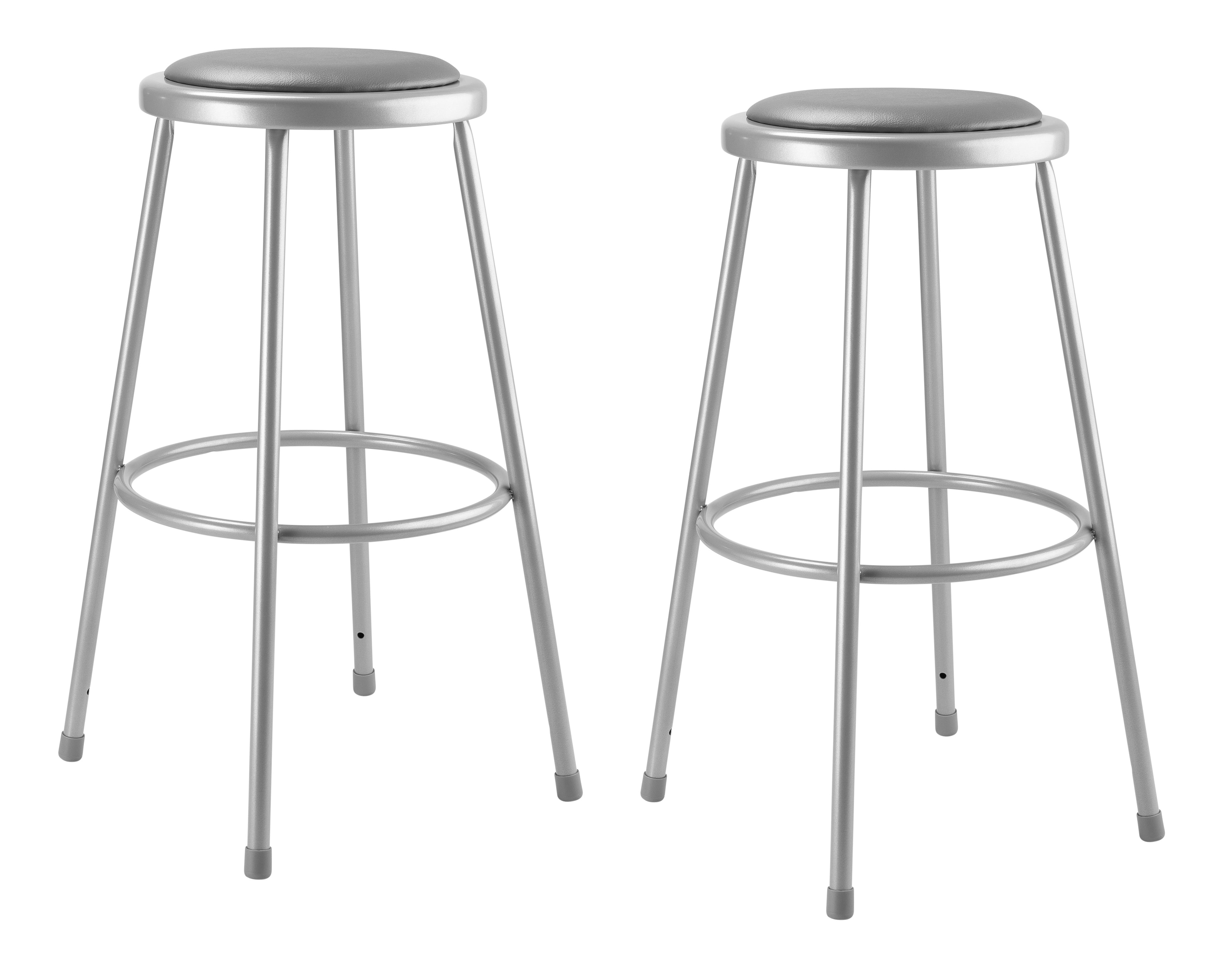 (Pack of 2) NPS 30" Heavy Duty Vinyl Padded Steel Stool, Grey