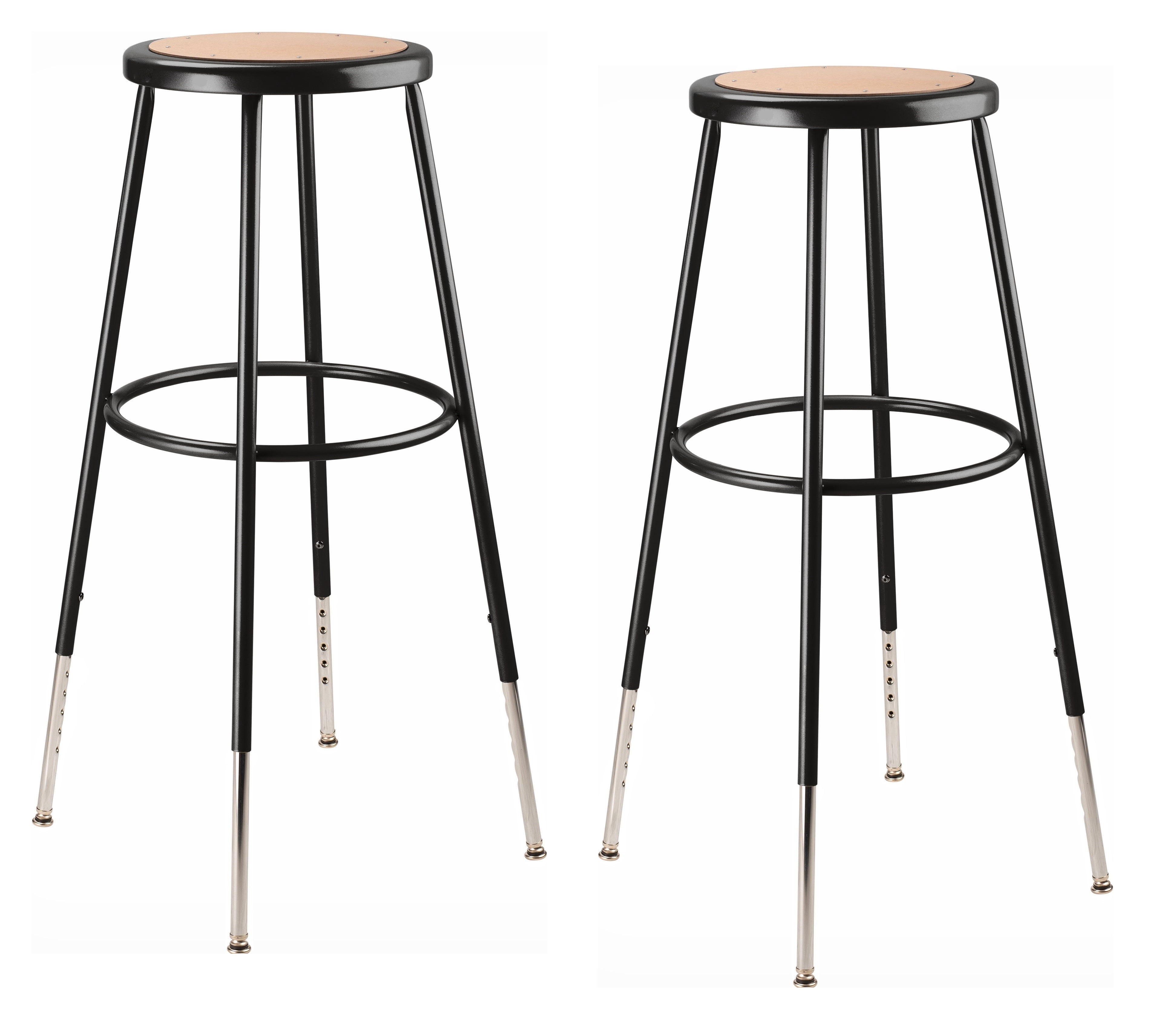 (Pack of 2) NPS 32 -39" Height Adjustable Heavy Duty Steel Stool, Black
