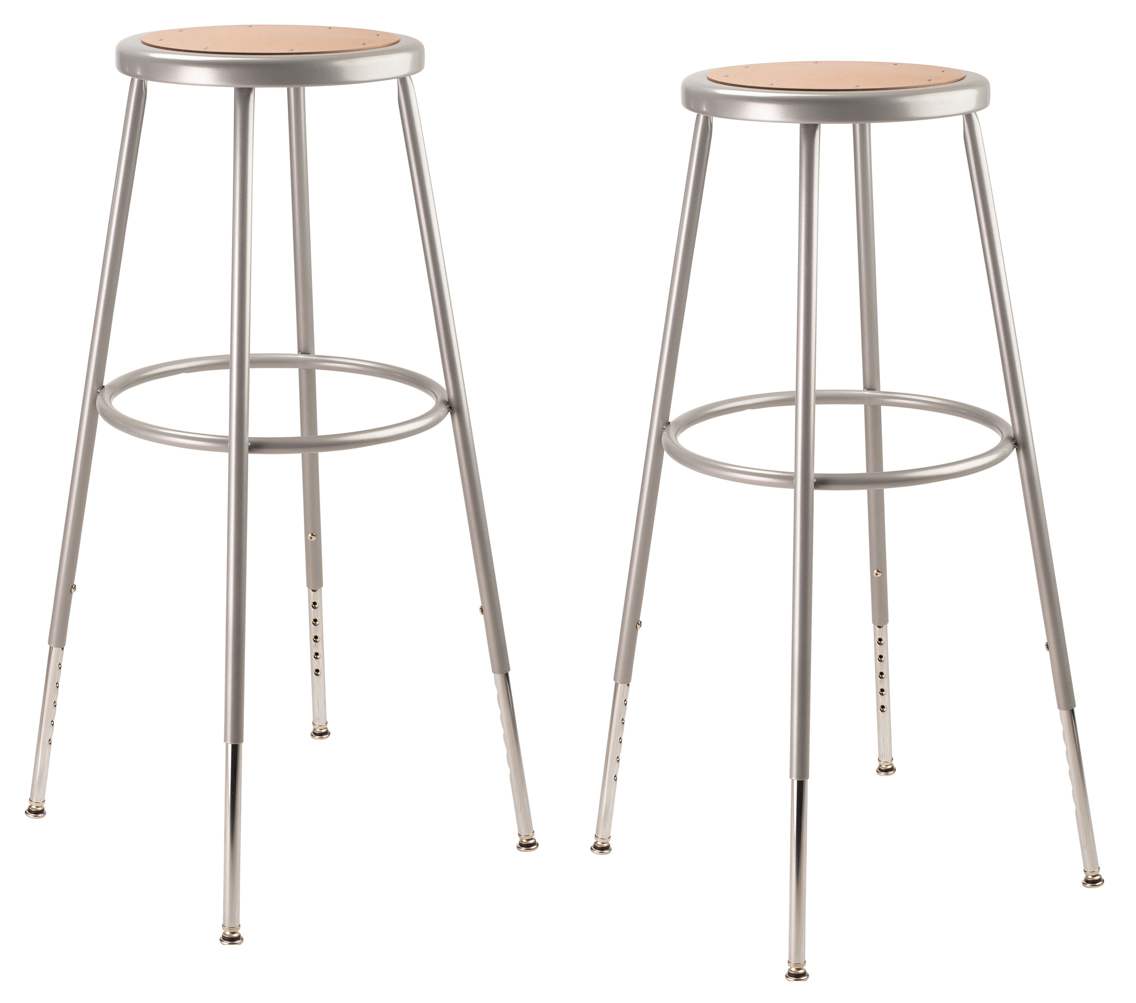 (Pack of 2) NPS 32 -39" Height Adjustable Heavy Duty Steel Stool, Grey