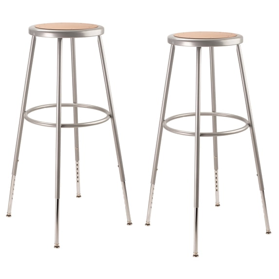 (Pack of 2) NPS 32 -39" Height Adjustable Heavy Duty Steel Stool, Grey