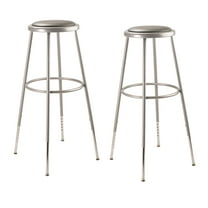 (Pack of 2) NPS 32 -39" Height Adjustable Heavy Duty Vinyl Padded Steel Stool, Grey