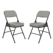 (Pack of 2) NPS 3200 Series Premium 2" Fabric Upholstered Double Hinge Folding Chair, Charcoal Grey
