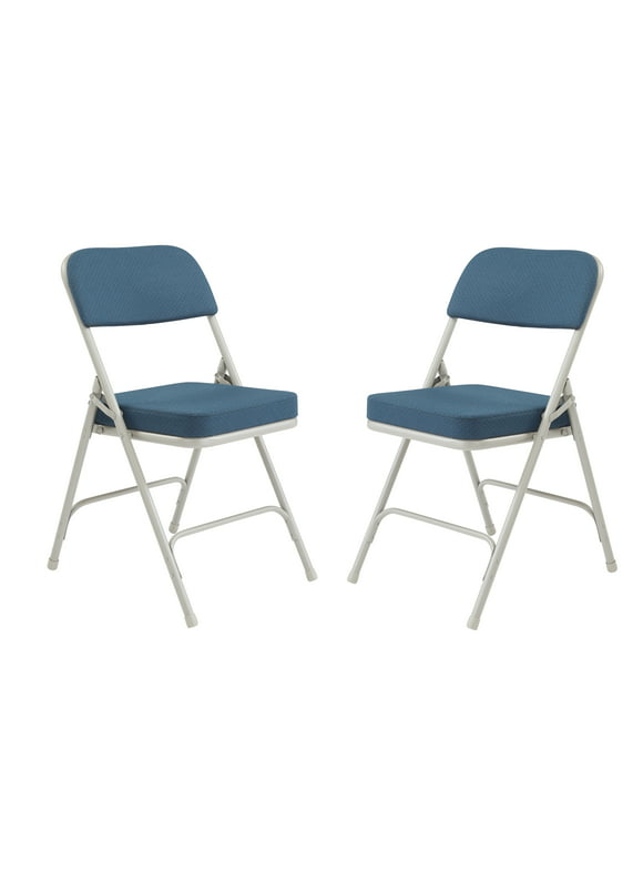(Pack of 2) NPS 3200 Series Premium 2" Fabric Upholstered Double Hinge Folding Chair, Regal Blue