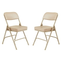 (Pack of 2) NPS® 3200 Series Premium 2" Vinyl Upholstered Double Hinge Folding Chair, Beige